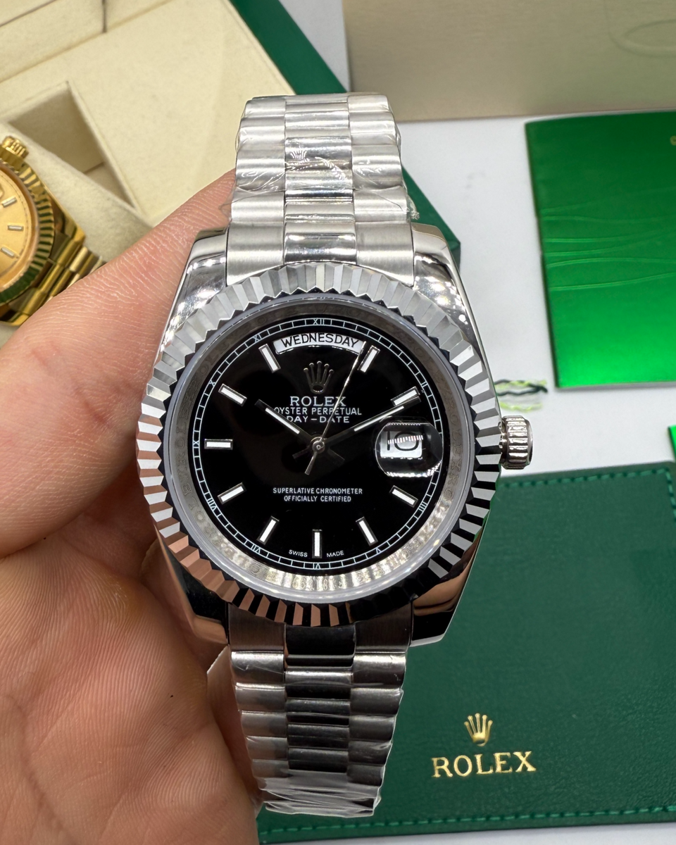 Rolex Rolex Day-Date Presidente 40mm Aço Mostrador Preto