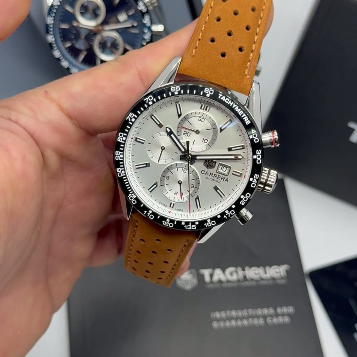 TAG Heuer Carrera Aço Calibre S, Chronograph Eletrônico, 44 mm, Puls. Couro