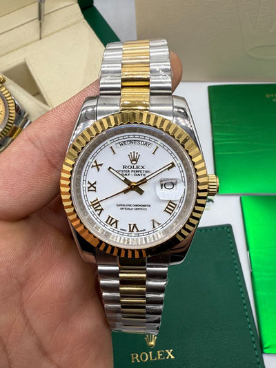 Rolex Day-Date Presidente 40mm Aço/Dourado Mostrador Branco
