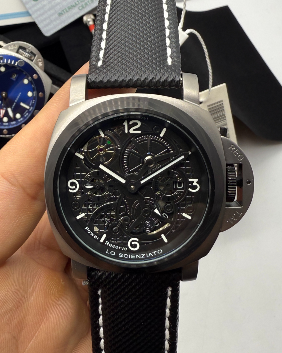 Panerai Panerai Edição Limitada Lo Scienziato Aço 47mm - Bezel OxCarbon