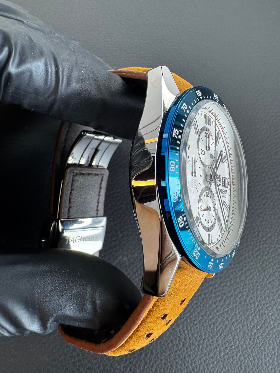 Thumbnail: Tag Heuer Carrera Aço 43mm, Mostrador Azul, Puls. Couro