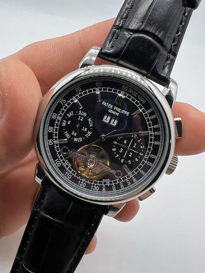Patek Phillippe Turbilhão 42mm Aço, Pulseira Couro