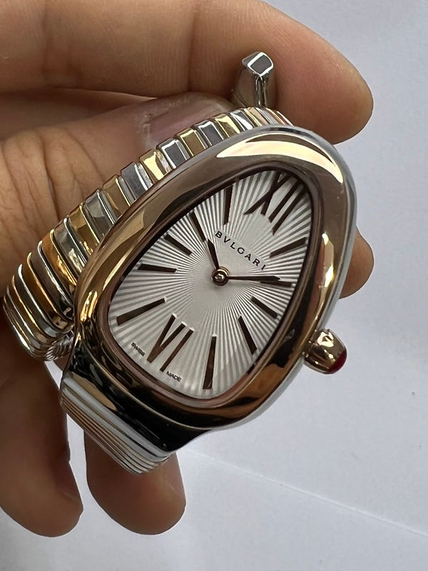 Bvlgari Serpenti Tubogas 01 Volta 35mm Aço/Rosé Mostrador Branco