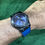 Miniatura: Hublot Classic Fusion 45mm Aço OxBlack Mostrador Azul Pulseira Couro com Borrach