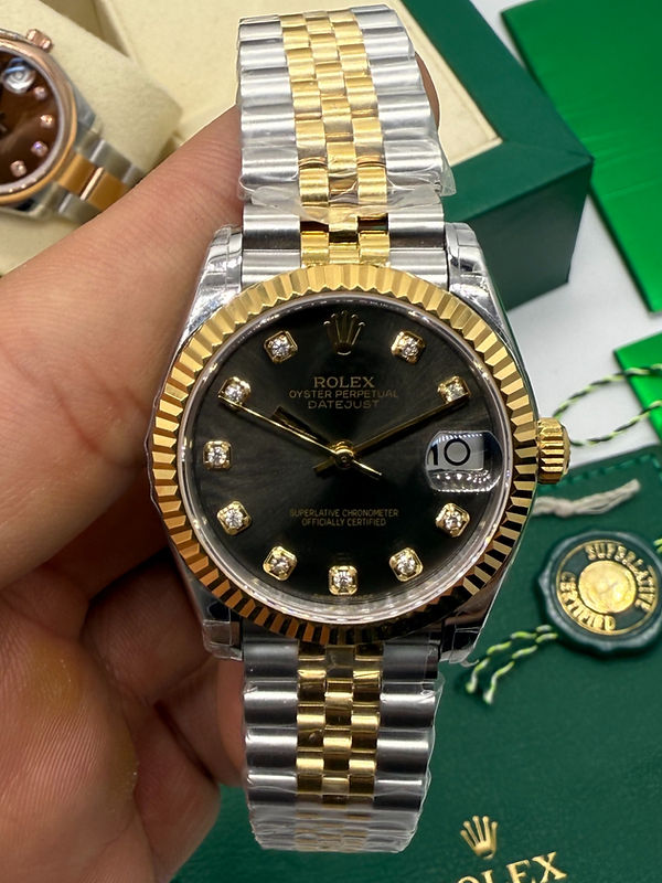 Rolex Datejust 36mm/31mm Aço/Ouro - Mostrador Cinza - Pulseira Jubilee - CLONE