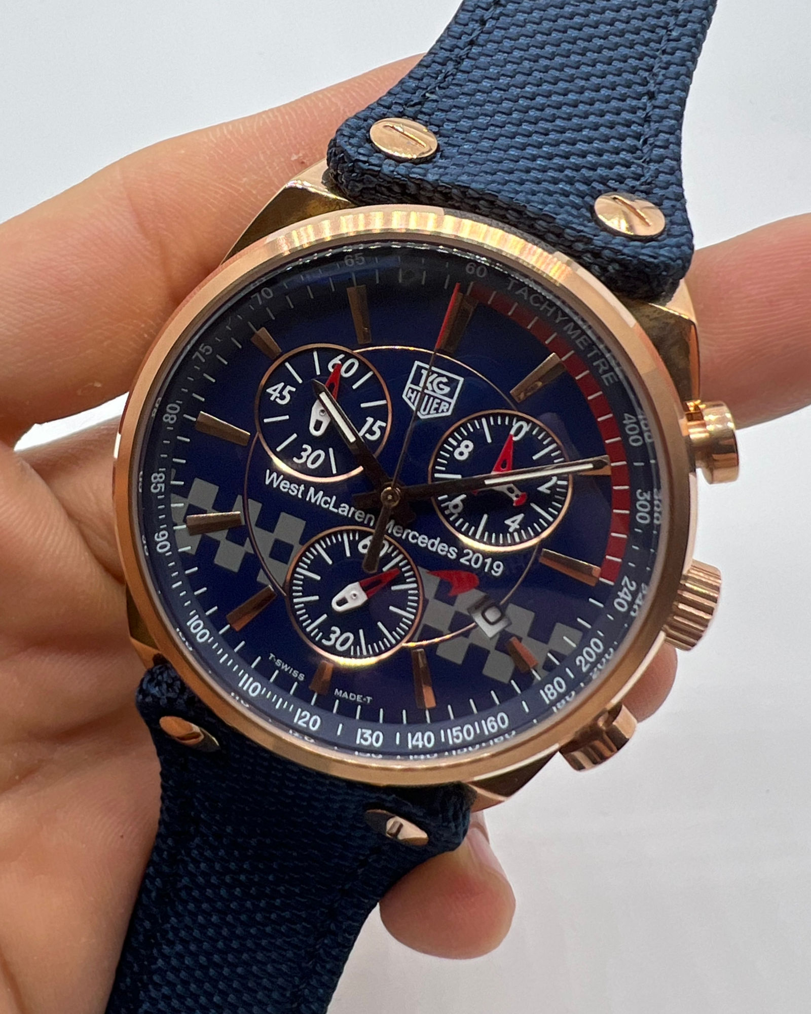 Tag Heuer TAG Heuer Carrera McLaren Mercedez Aço/Rose 43mm Pulseira Nylon