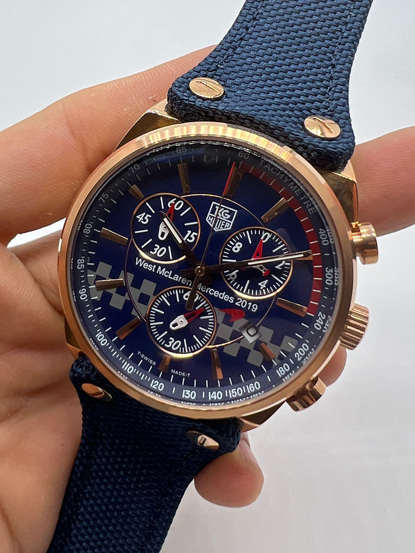 TAG Heuer Carrera McLaren Mercedez Aço/Rose 43mm Pulseira Nylon