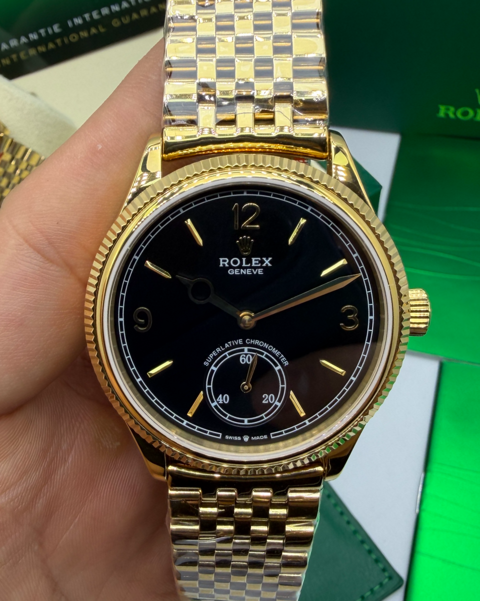 Rolex Rolex Oyster 1908 - PVD GOLD - Mostrador Preto 39mm - Pulseira Aço