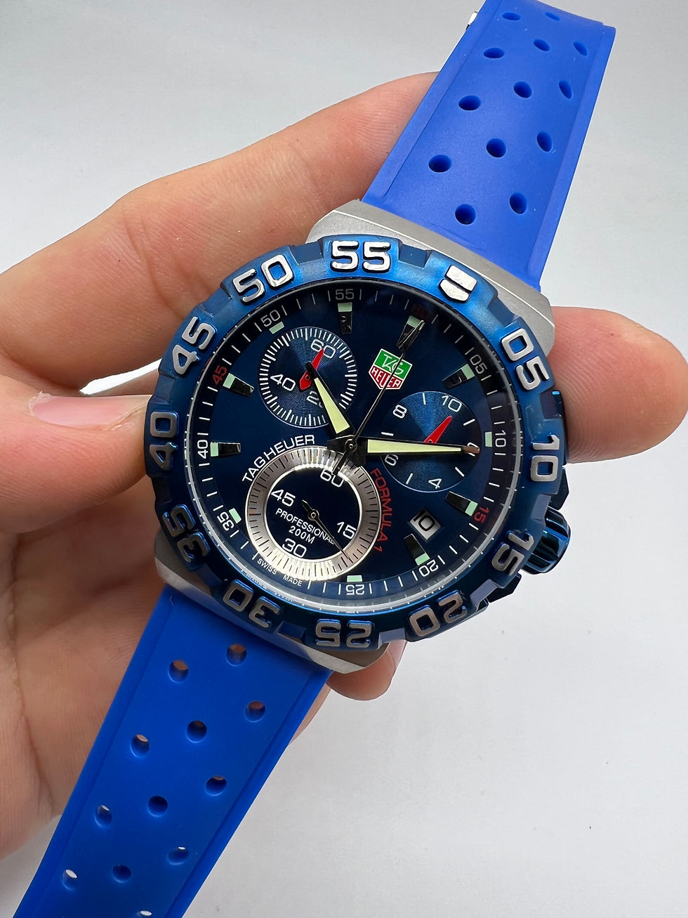 Tag Heuer F1 Cronometro 42mm Aço Mostrador Azul