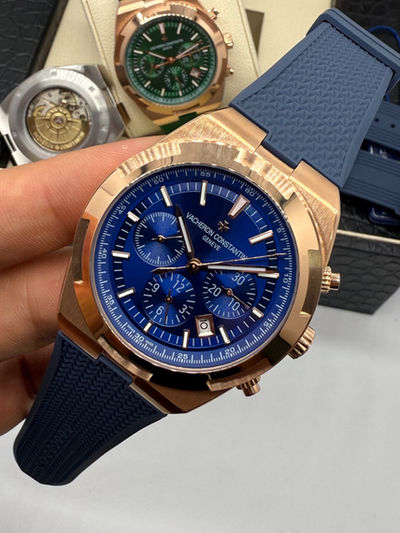 Vacheron Constantin Overseas Crono Aço/Rose 41mm, Mostrador Azul
