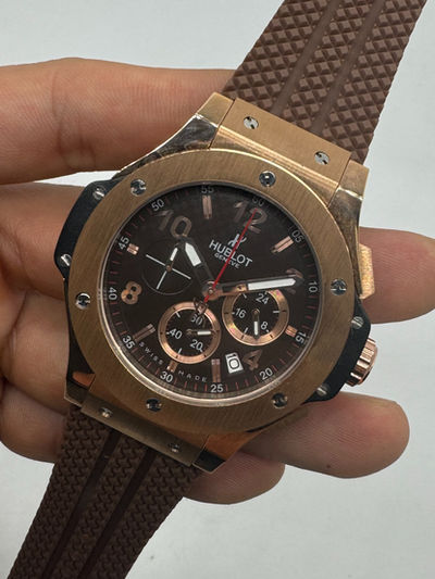 Hublot Big Bang 44mm Aço/Rose Mostrador Marrom