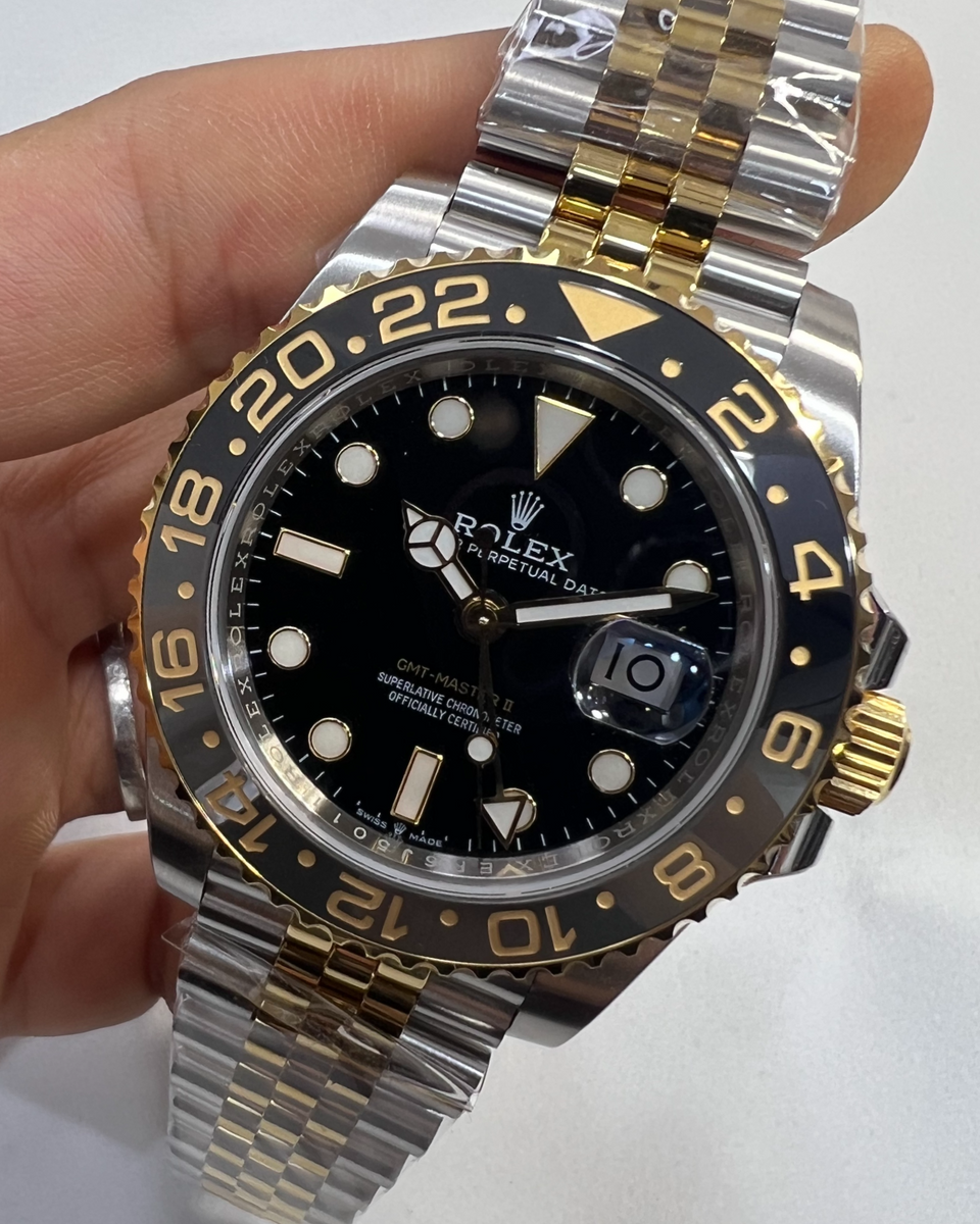 Rolex Rolex GMT Master II 40mm, Aço/Ouro, Bruce Wayne, Pulseira Jubilee