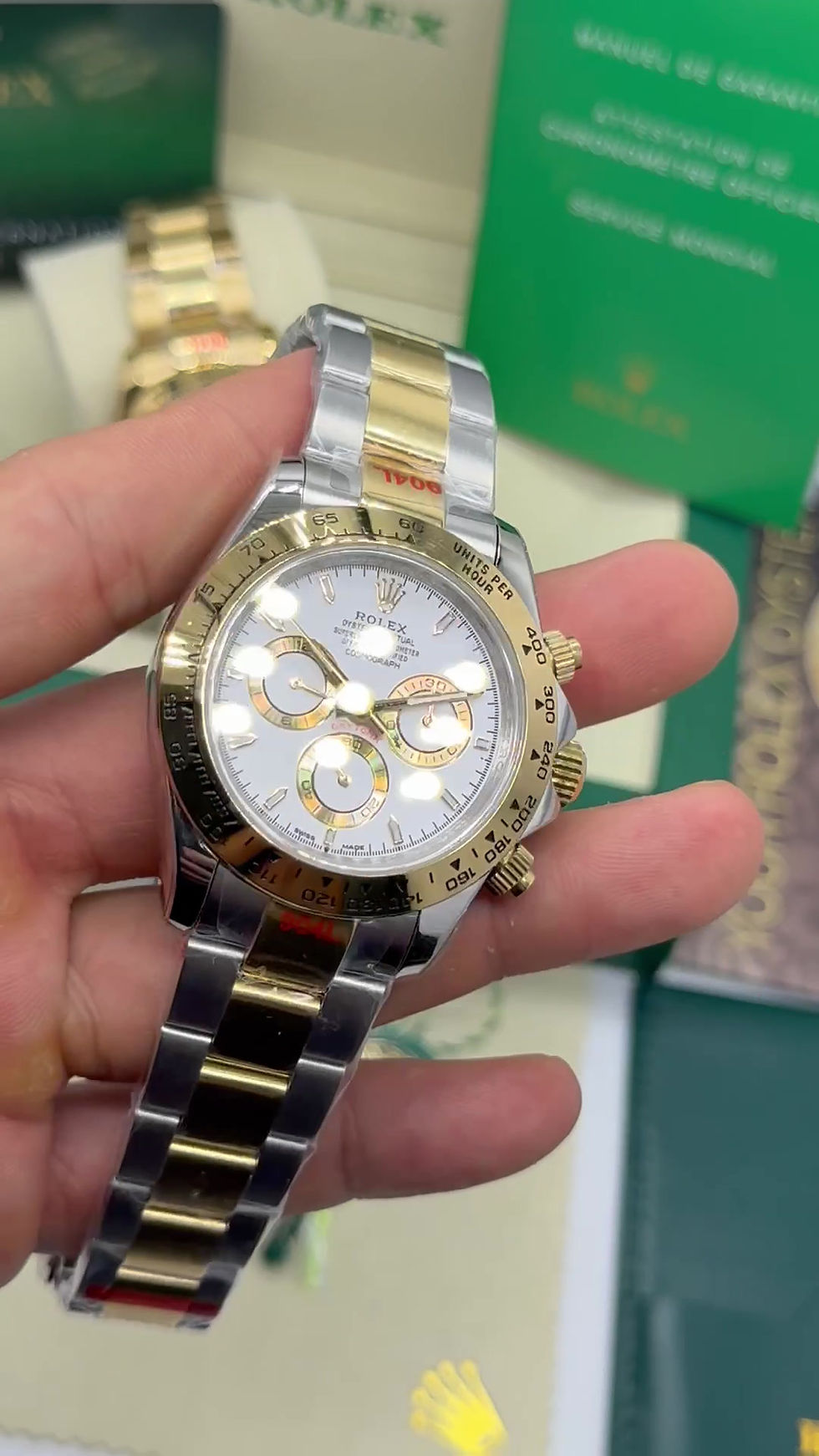 Miniatura: Rolex Daytona 40mm Aço/Dourado, Mostrador Branco