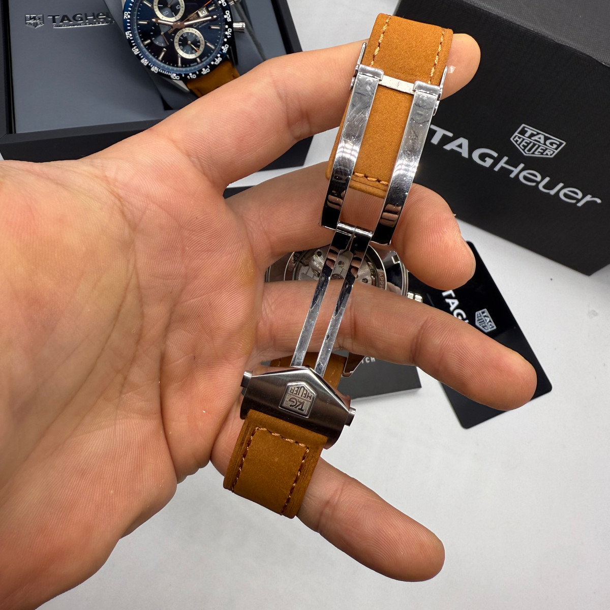 TAG Heuer Carrera Aço Calibre S, Chronograph Eletrônico, 44 mm, Puls. Couro