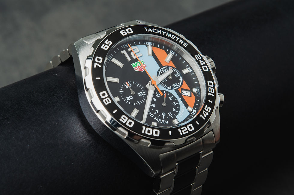 Miniatura: Tag Heuer F1 Golfo Cronógrafo 43mm Aço Mostrador Preto Bezel Preto