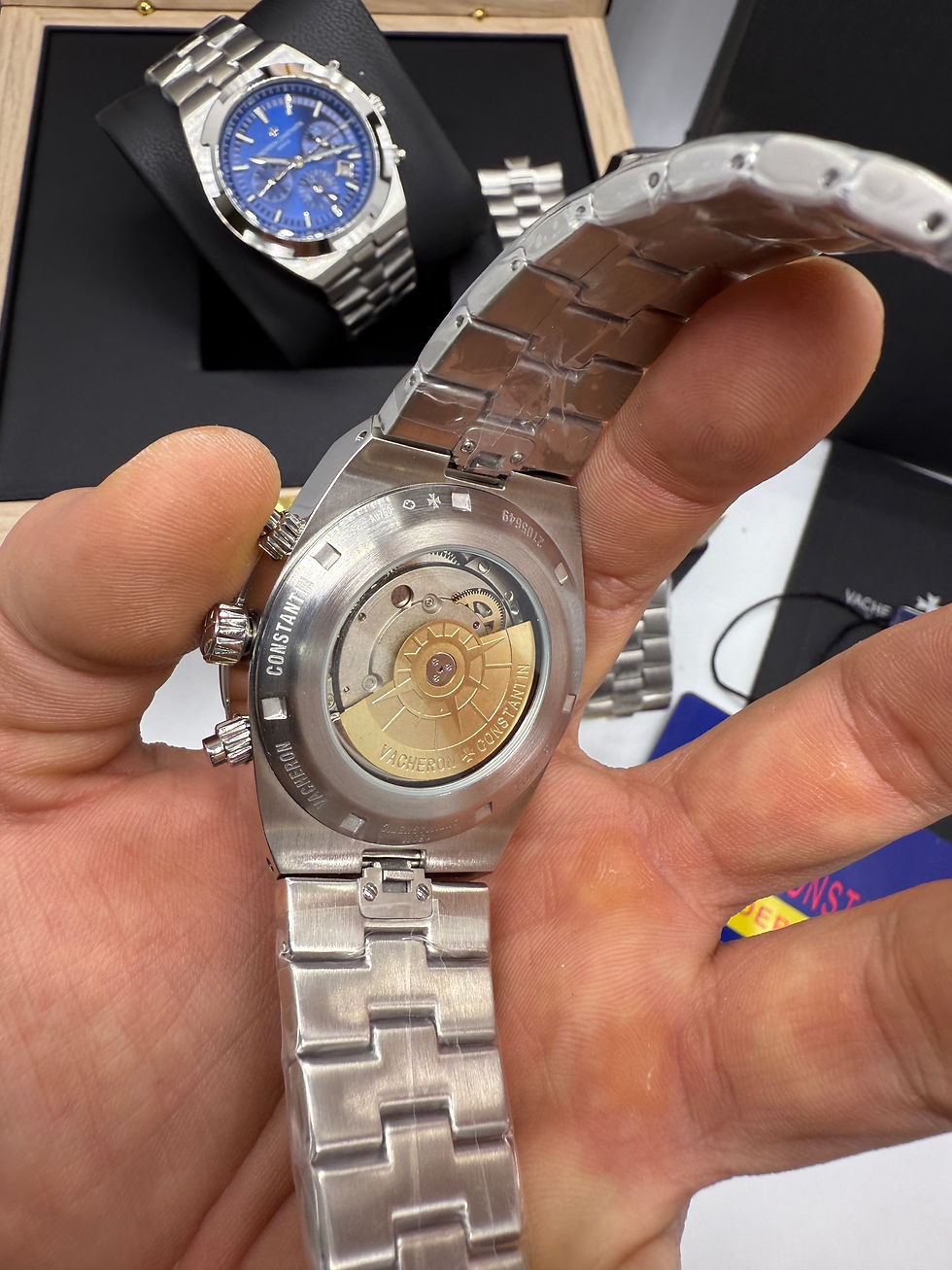 Miniatura: Vacheron Constantin Overseas Crono Aço 41mm, Mostrador Preto
