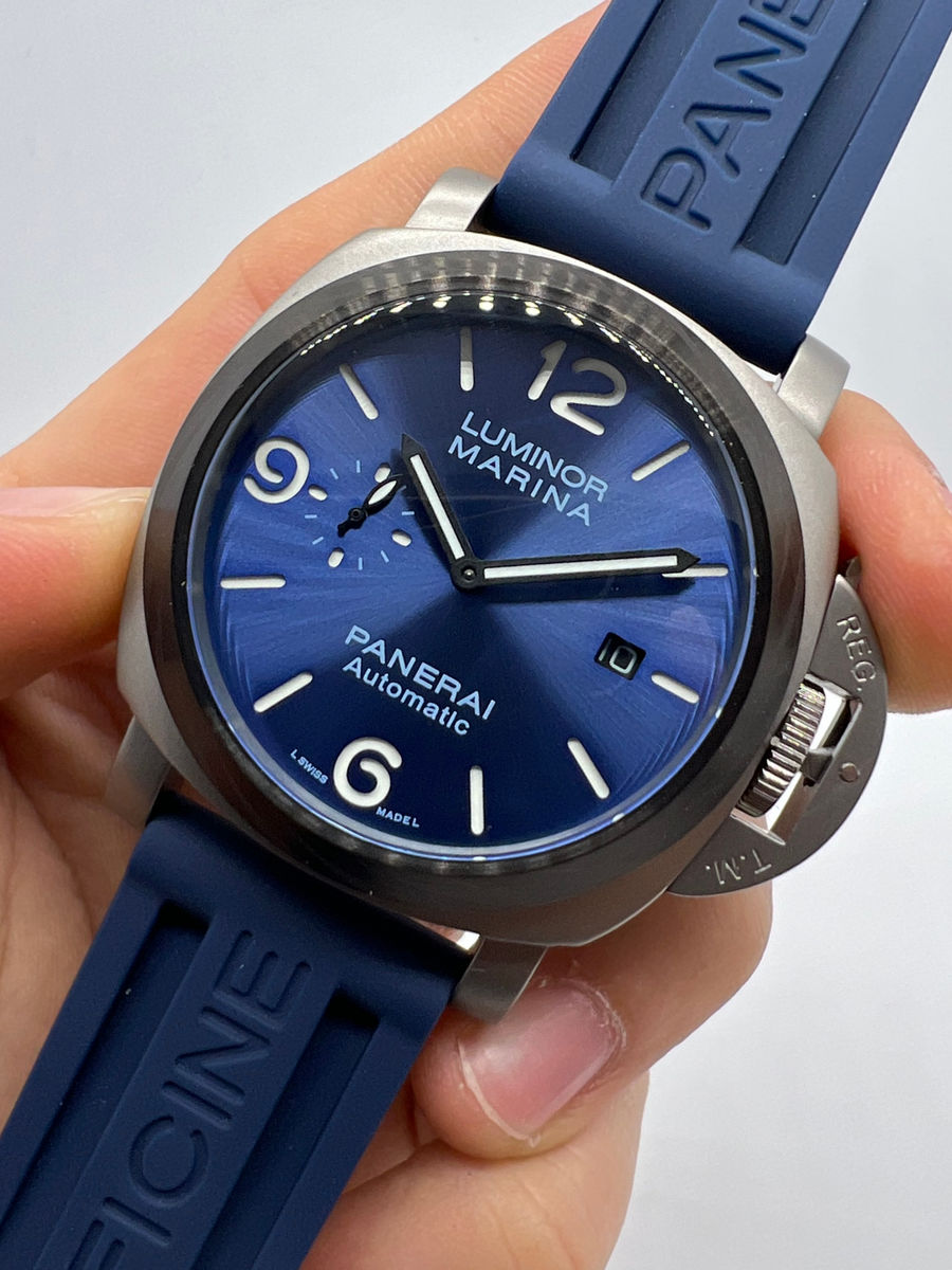 Panerai Luminor Marina 44mm Aço Mostrador Azul Pulseira Borracha