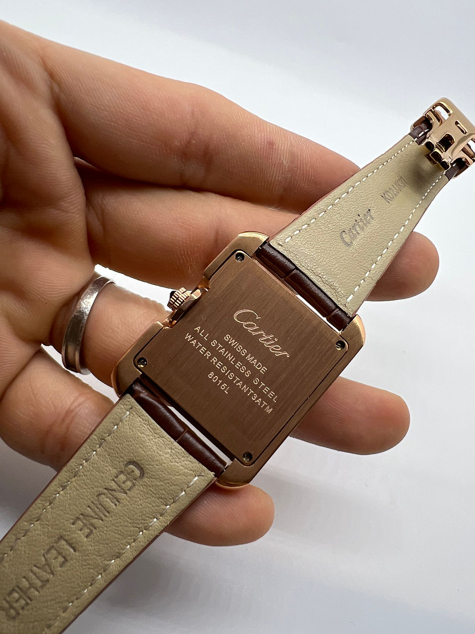 Miniatura: Cartier Relógio Tank Française Aço/Rose 39mm/36mm - Couro