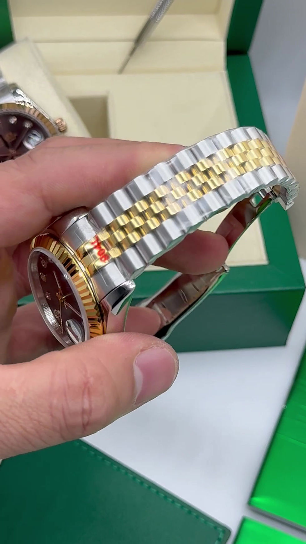 Miniatura: Rolex Date-Just 41mm/36mm/31mm Aço/Dourado, Mostrador Preto, Luneta Canelada