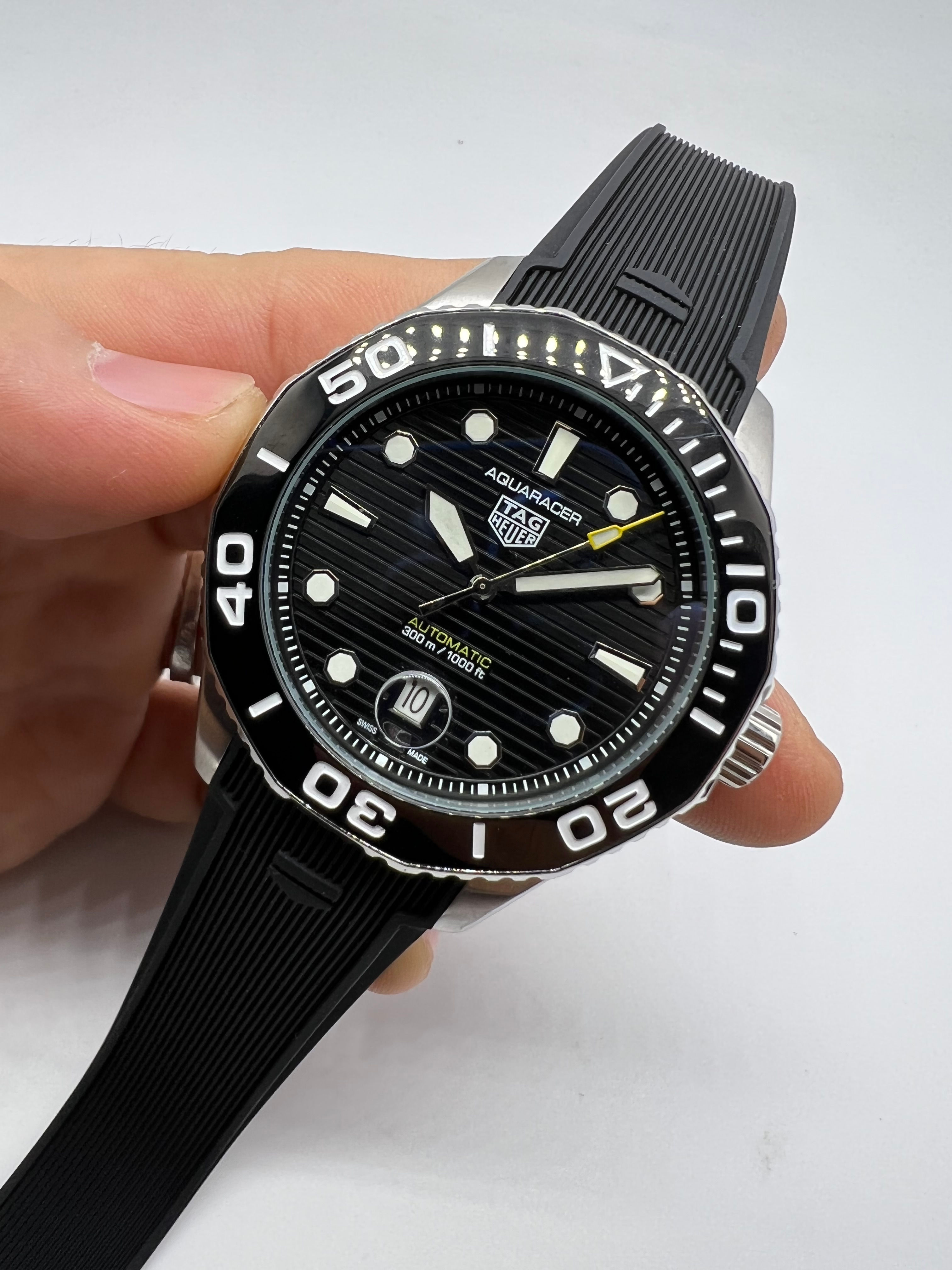 Tag Heuer Aquarecer 300, 43mm, Aço, Mostrador Preto, Puls. Borracha