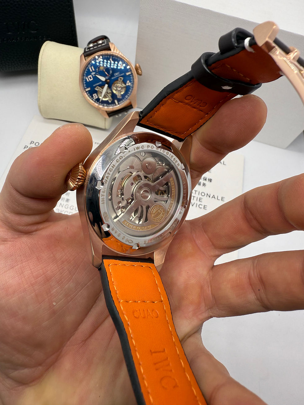 Miniatura: IWC PORTUGIESER YACTH CLUB TURBILHÃO - 44mm - Aço Most. Branco Puls Couro