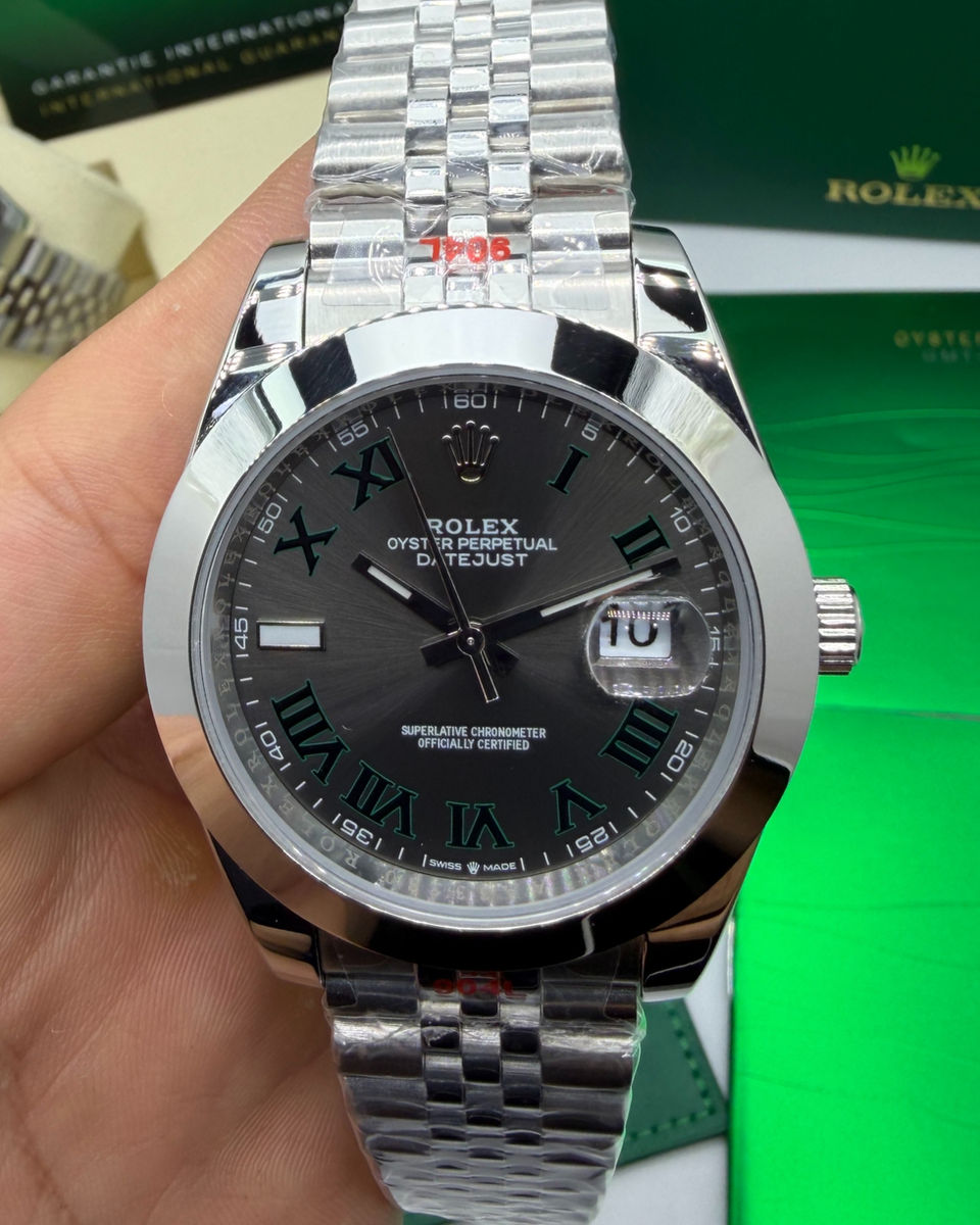 Rolex Rolex Date-Just 41mm Aço Mostrador Cinza Luneta Lisa