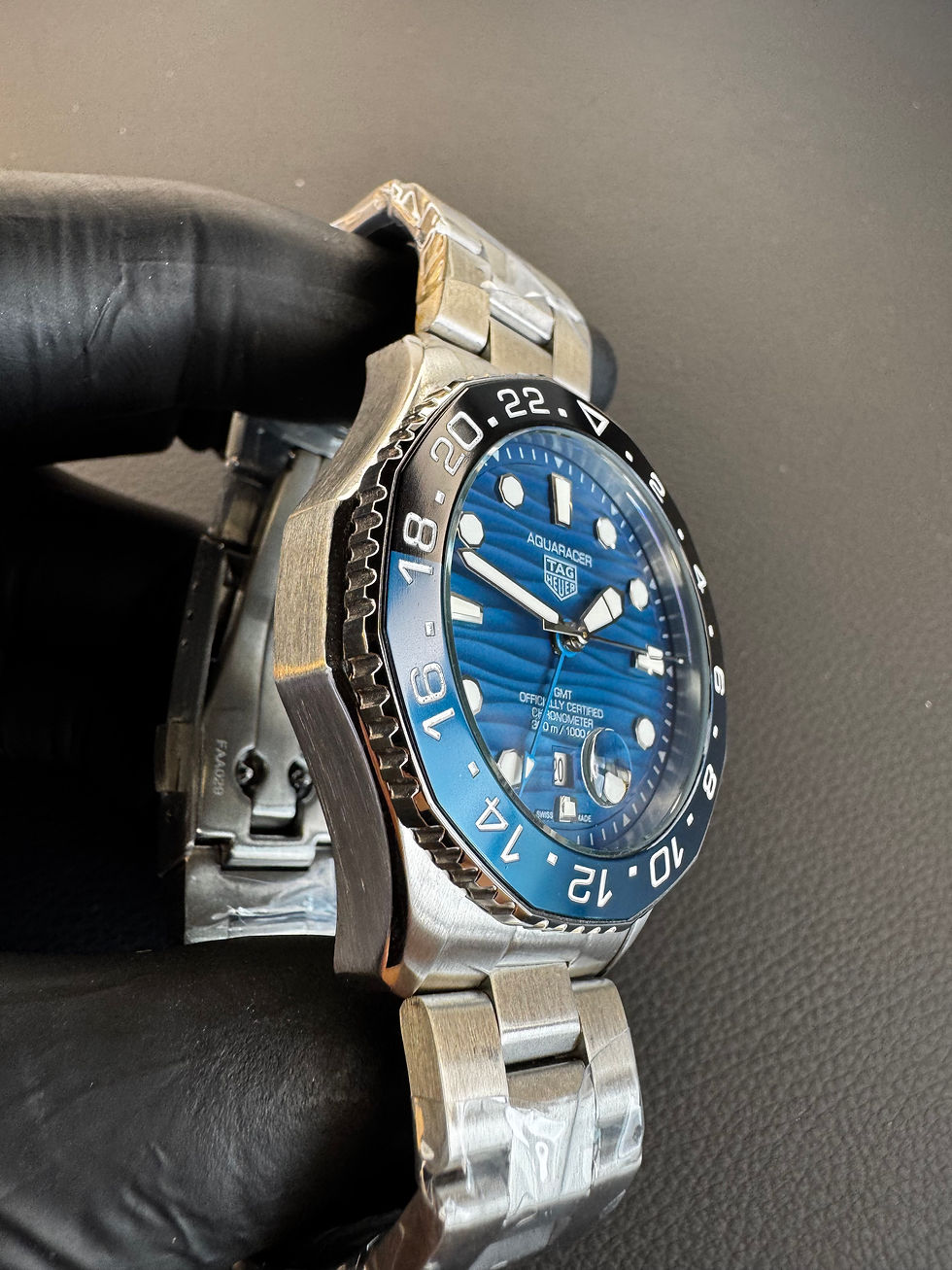 Miniatura: Tag Heuer Aquarecer GMT 43mm Aço, Mostrador Azul Luneta Preto/Azul