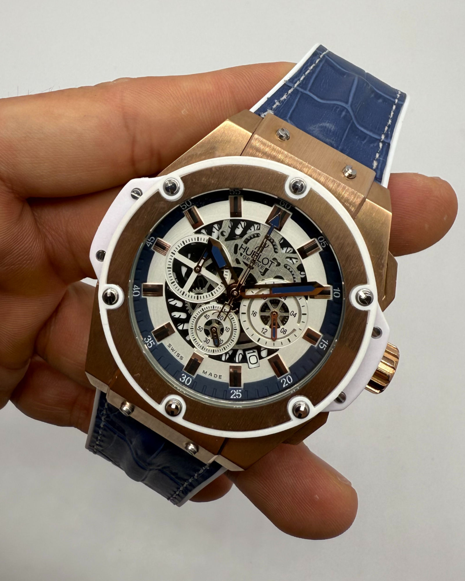 Hublot Hublot King Power 48mm Aço/Rose, Mostrador Branco Miame