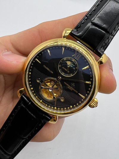 Vacheron Constantin Fases da Lua Turbilhão Aço/Dourado 42mm, Mostrador Preto