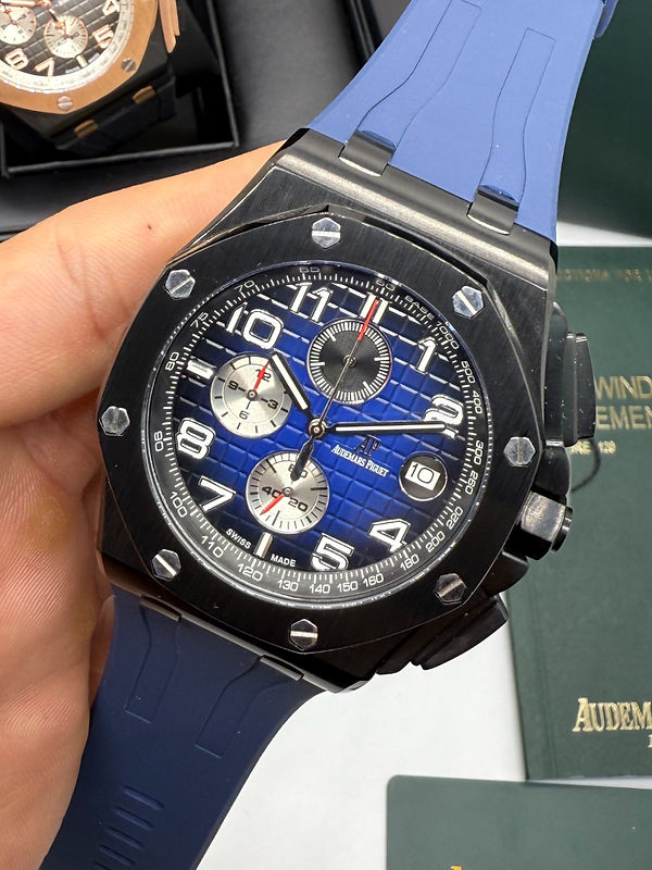 Audemars Piguet Royal Oak Offshore 44mm Mostrador Azul Bezel Aço