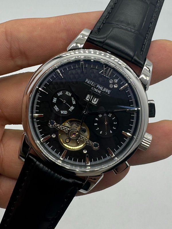 Patek Phillippe Turbilhão 42mm Aço, Pulseira Couro