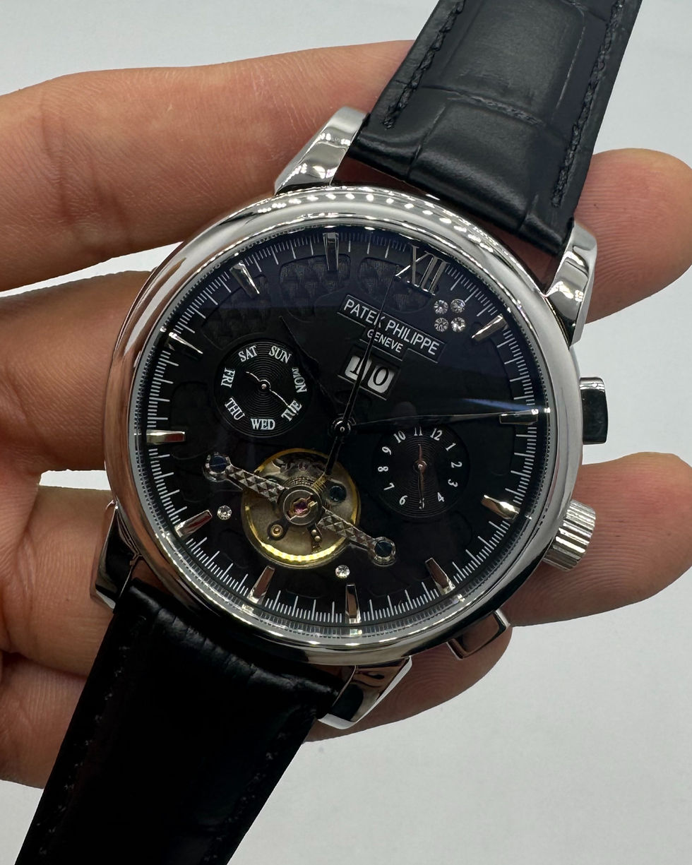 Patek Phillippe Turbilhão 42mm Aço, Pulseira Couro