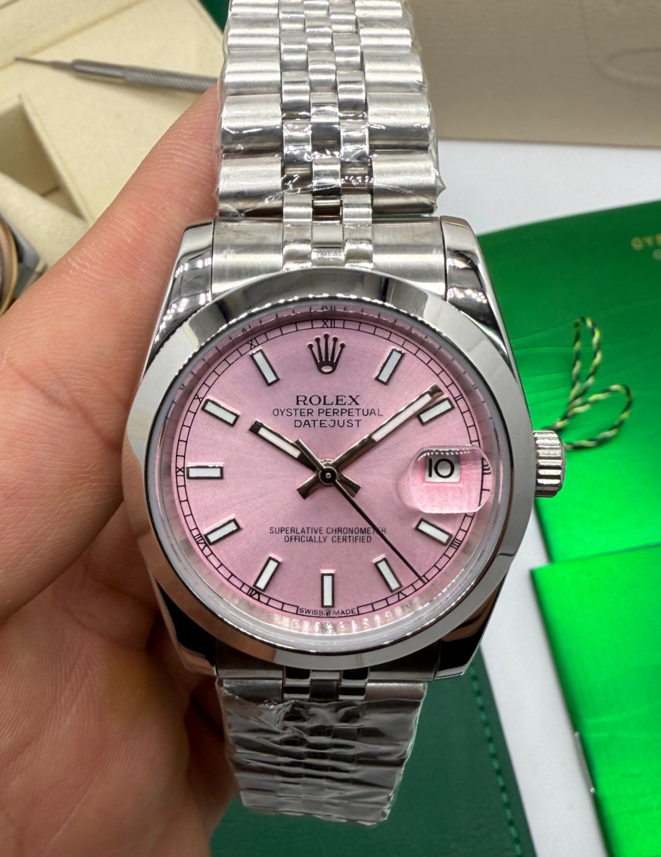 Rolex Date-Just 36mm Aço, Mostrador Rosa