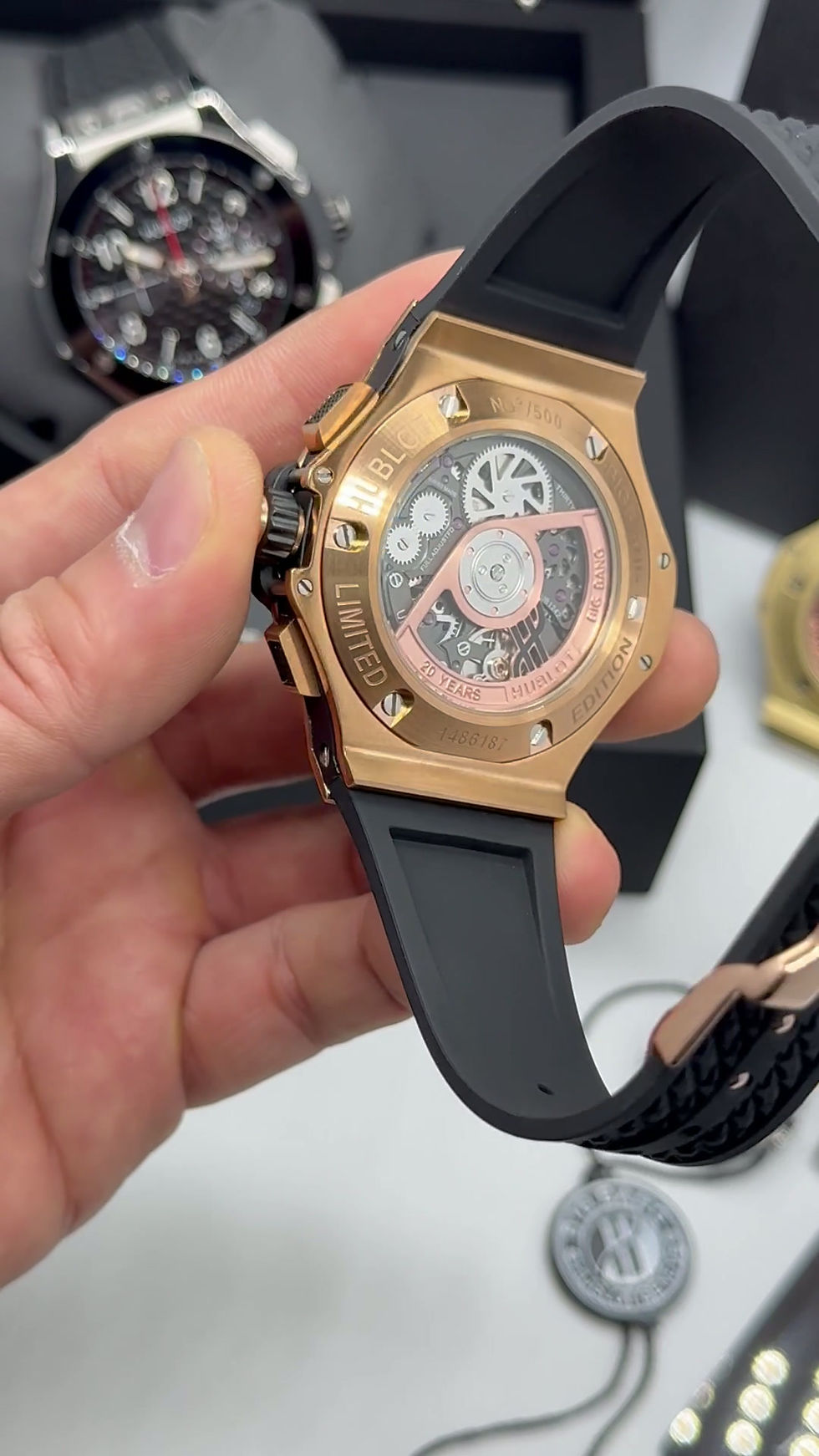 Miniatura: Hublot Big Bang 20th Anniversary King Aço/Rose 43mm, Mostrador Preto