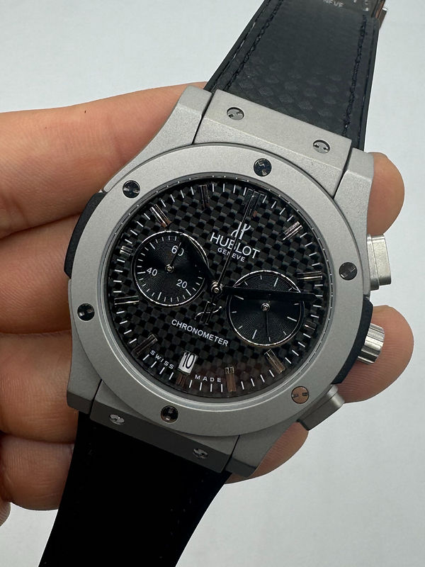 Hublot Vendome Classic Chrono 45mm, Aço/OxSilver Mostrador Preto Carbono