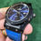 Miniatura: Hublot Classic Fusion 45mm Aço OxBlack Mostrador Azul Pulseira Couro com Borrach