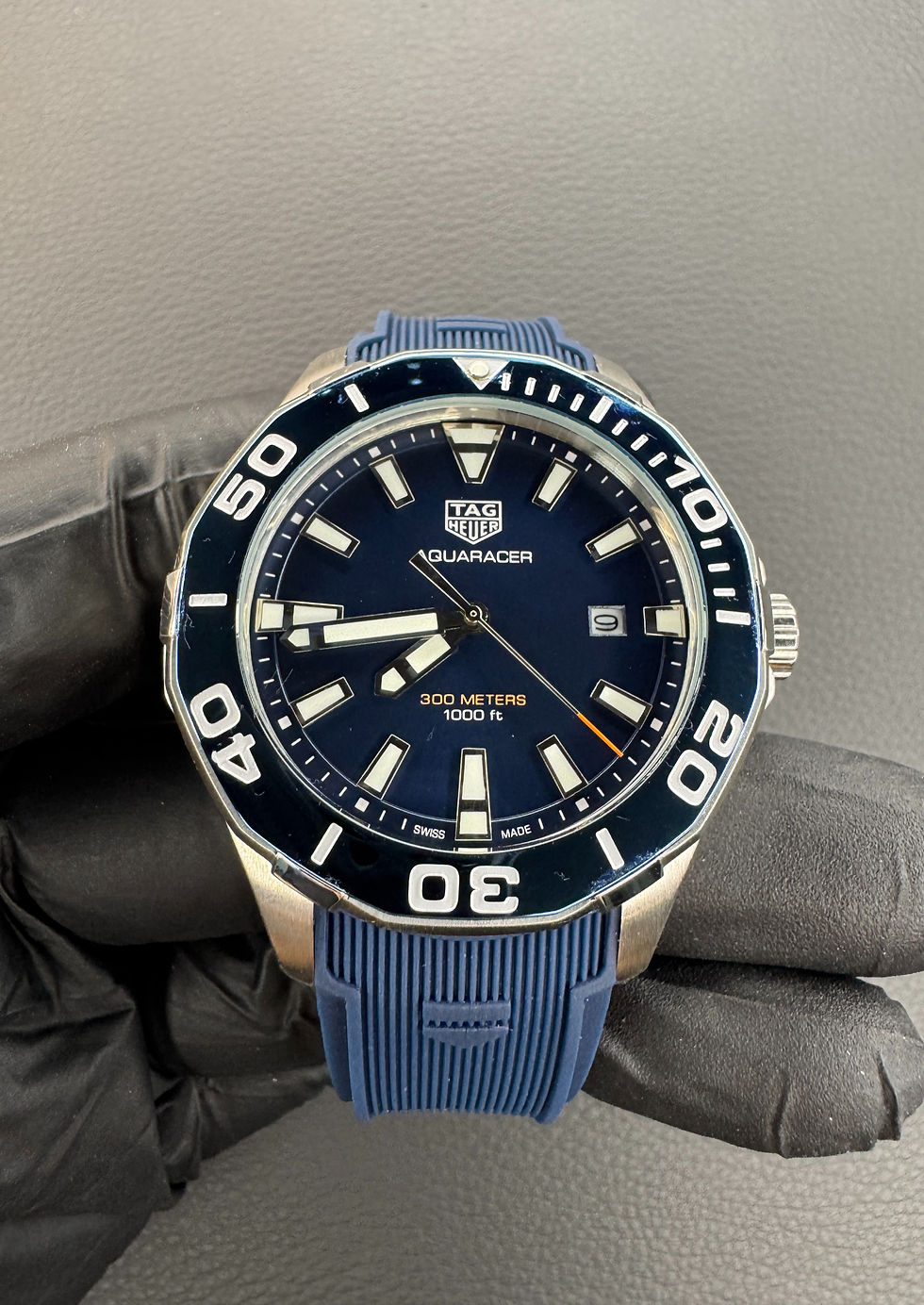 Tag Heuer Aquarecer 300, 43mm, Aço, Mostrador Azul, Puls. Borracha