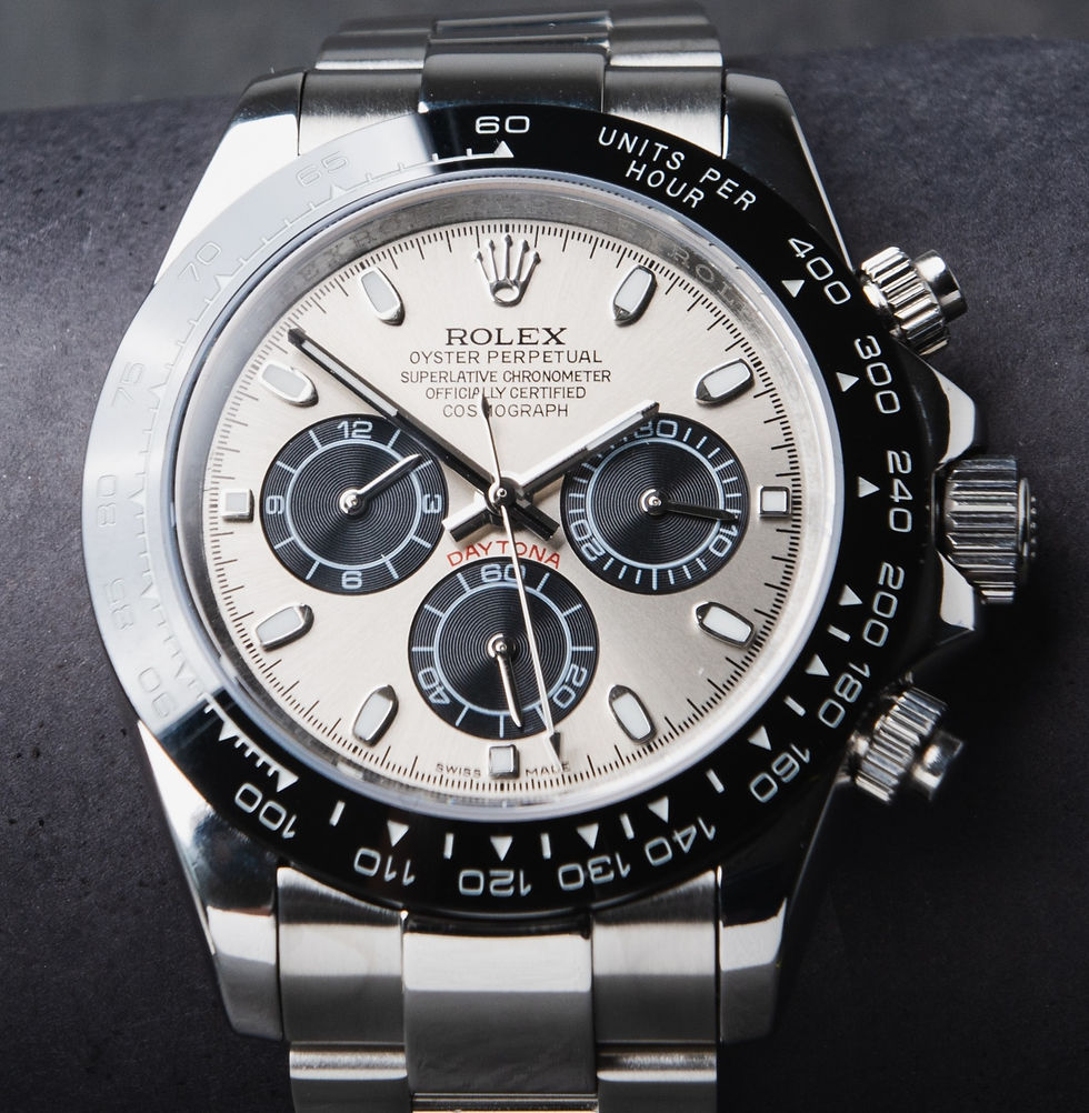 Rolex Daytona 40mm Aço Mostrador Cinza Luneta Preta Pulseira Oyster