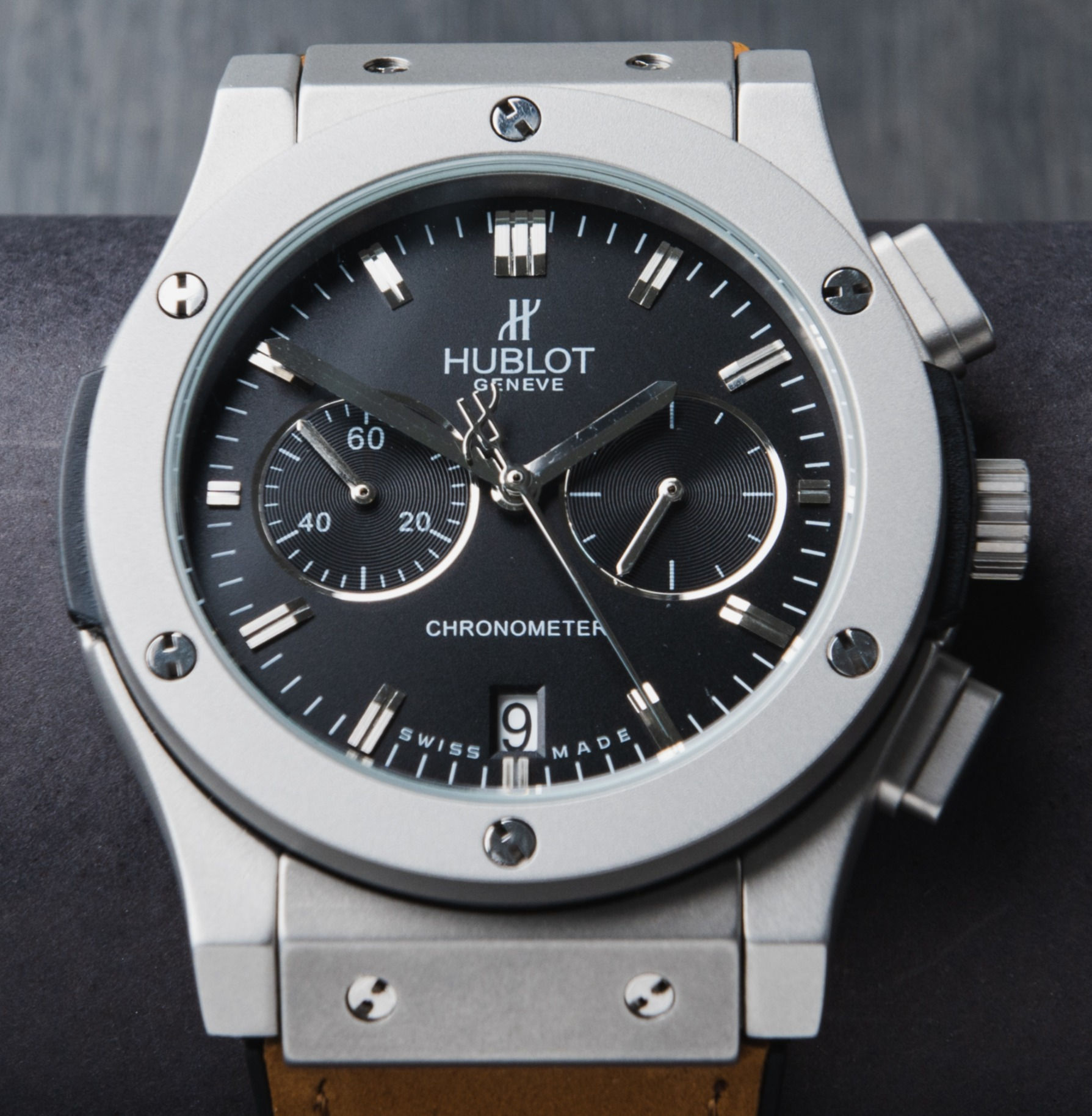 Hublot Vendome - Steel and Leather - Black Background