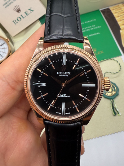 Rolex Cellini Aço 39mm, Pulseira Couro