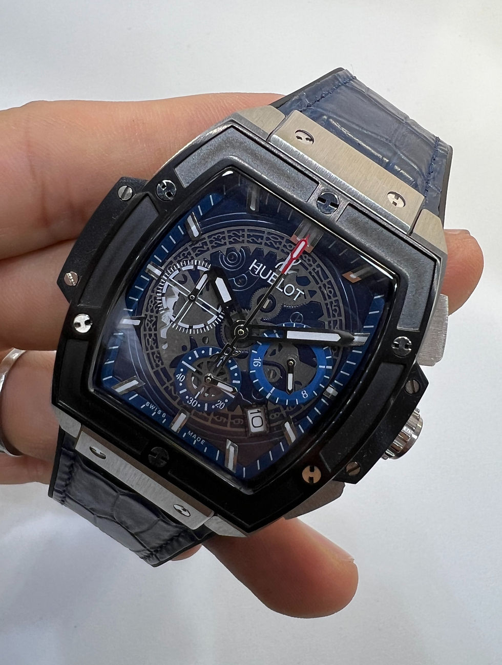 Hublot Spirit Of Big Bang 42mm, Aço Mostrador Azul Esqueleto