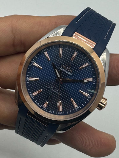 Omega Aquaterra 41,5mm Aço/Rose, Pulseira Borracha