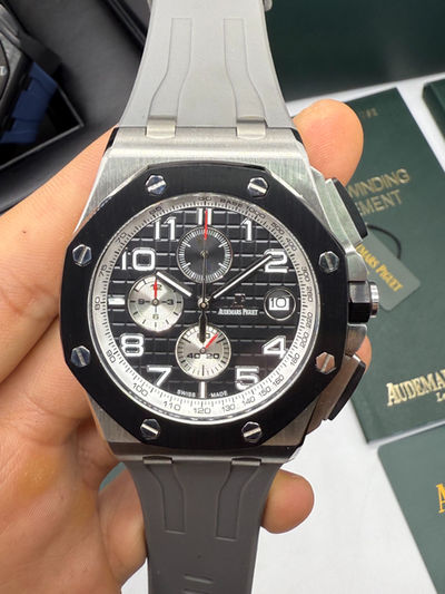Audemars Piguet Royal Oak Offshore 44mm Mostrador Preto Bezel Aço/OxBlack