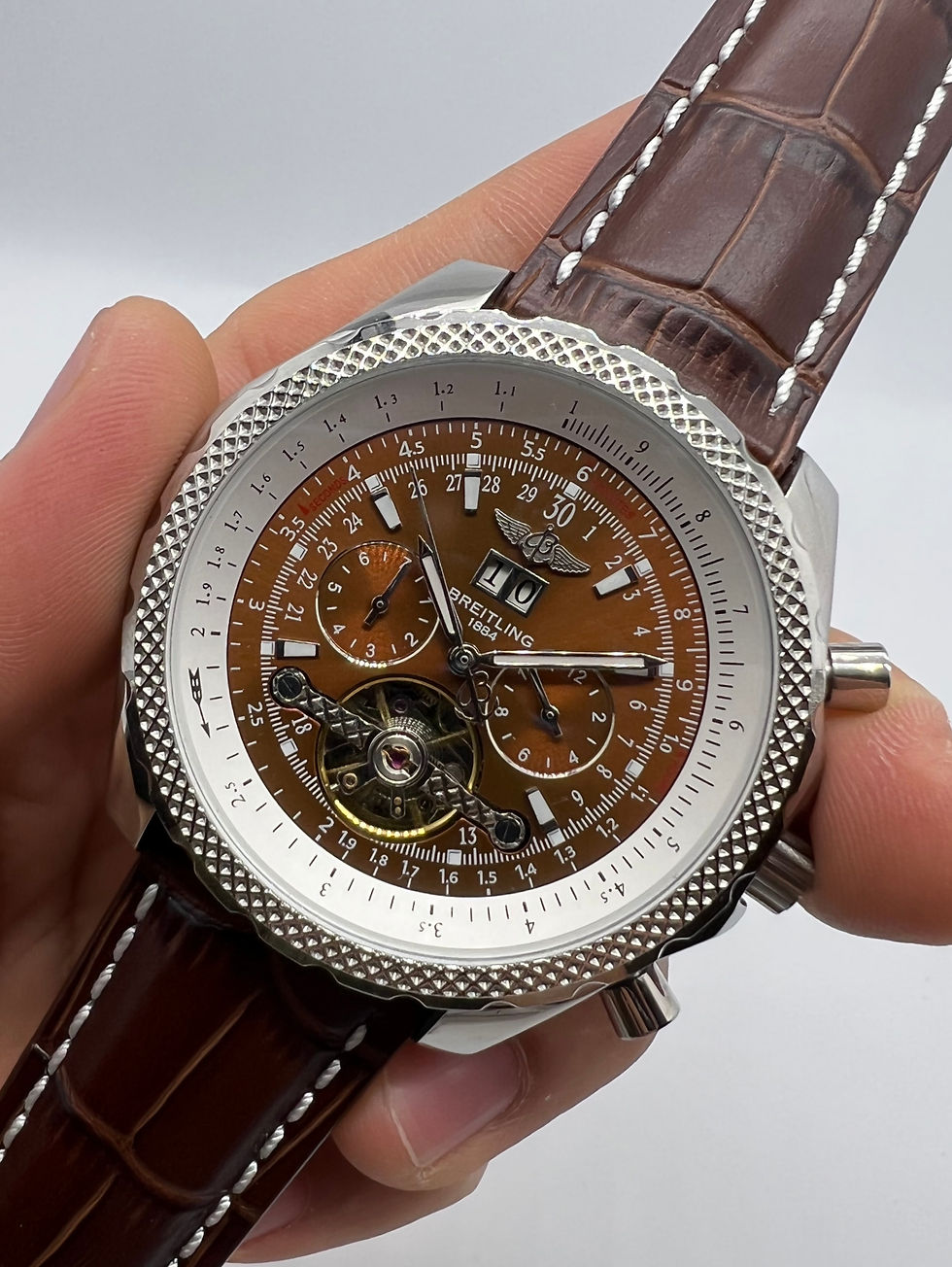 Breitling for Bentley Motors Turbilhão Aço 45mm Pulseira Couro