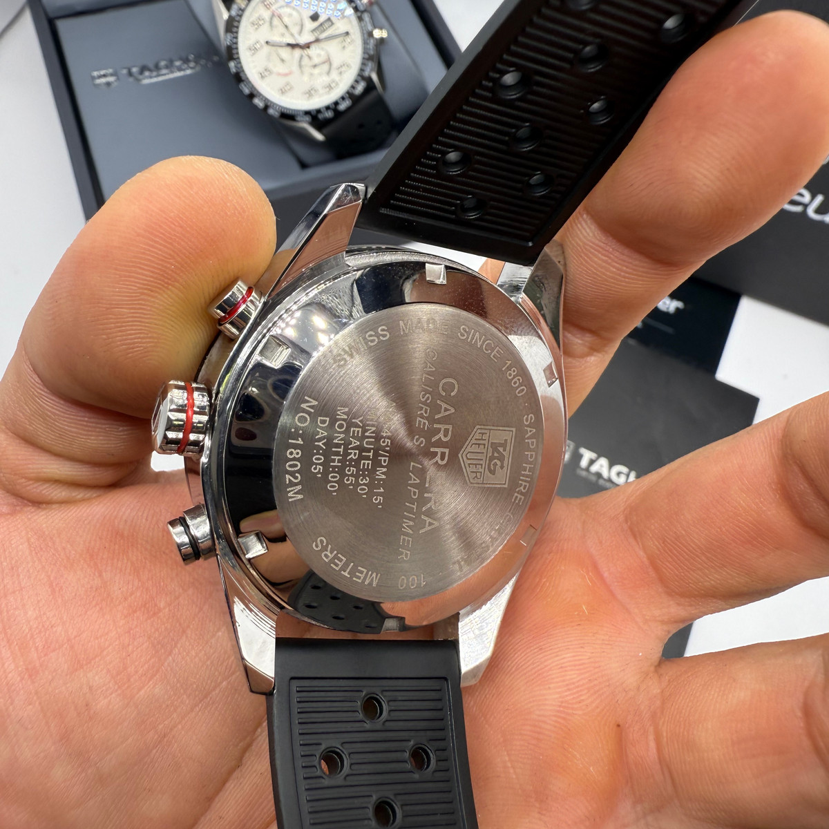 TAG Heuer Carrera, Chronograph Eletrônico, 44 mm, Aço - Puls. Borracha