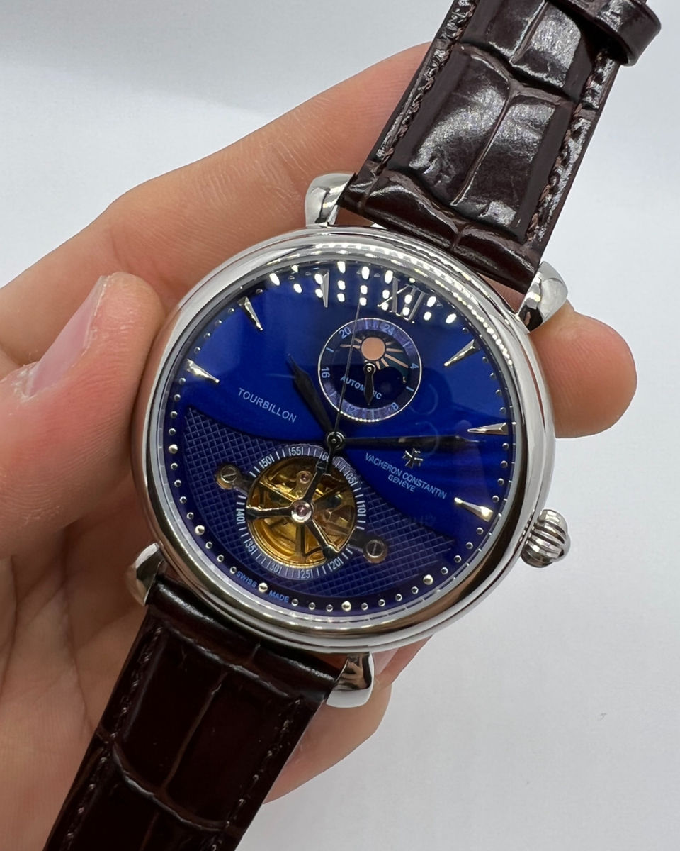 Vacheron Constantin Vacheron Constantin Fases da Lua Turbilhão Aço 42mm, Mostrador Azul