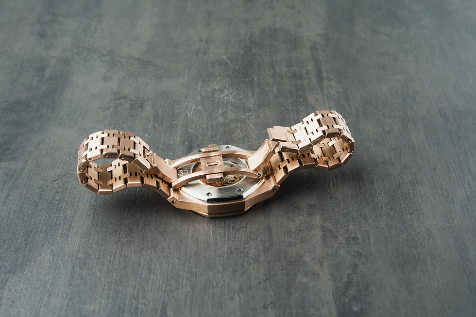 Miniatura: Audemars Piguet Royal Oak 41mm Rosé Mostrador Preto Bezel Rosé Pulseira Rosé