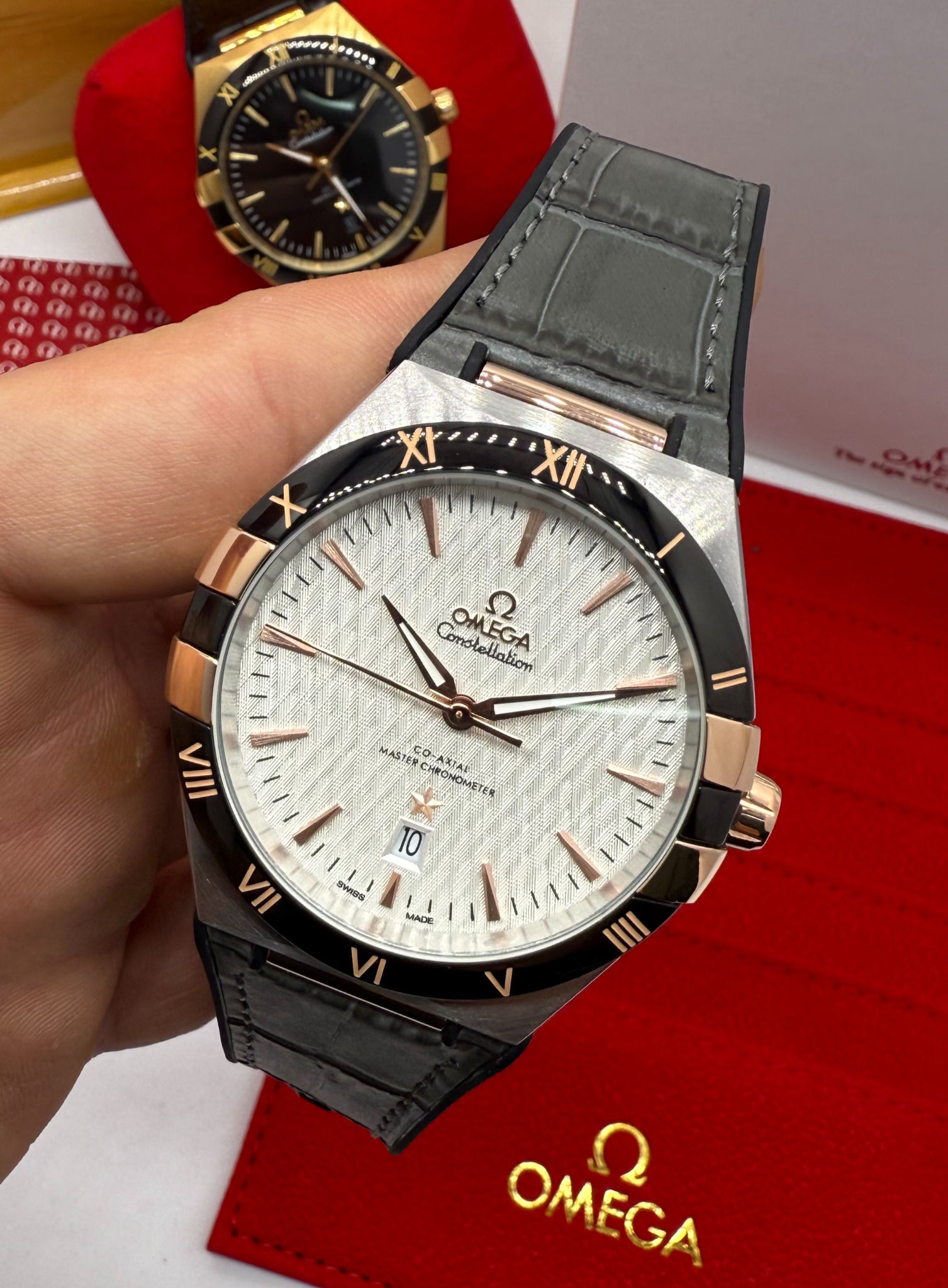 Omega Constellation 41mm Aço Puls. Couro