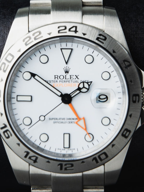 Rolex Explorer II 42mm Aço Mostrador Branco Luneta Aço Pulseira Oyster