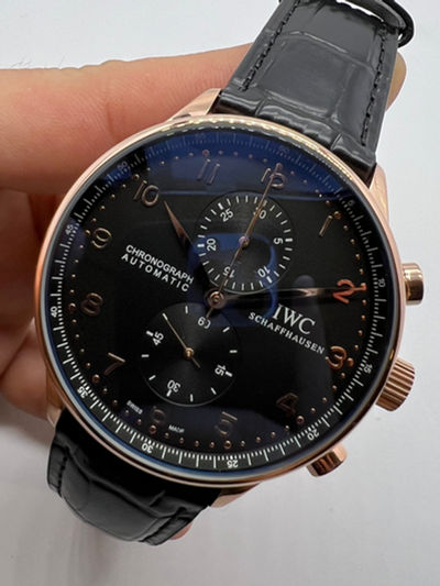 IWC PORTUGIESER CRONÓGRAFO - Aço Rose 41mm - Mostrador Preto